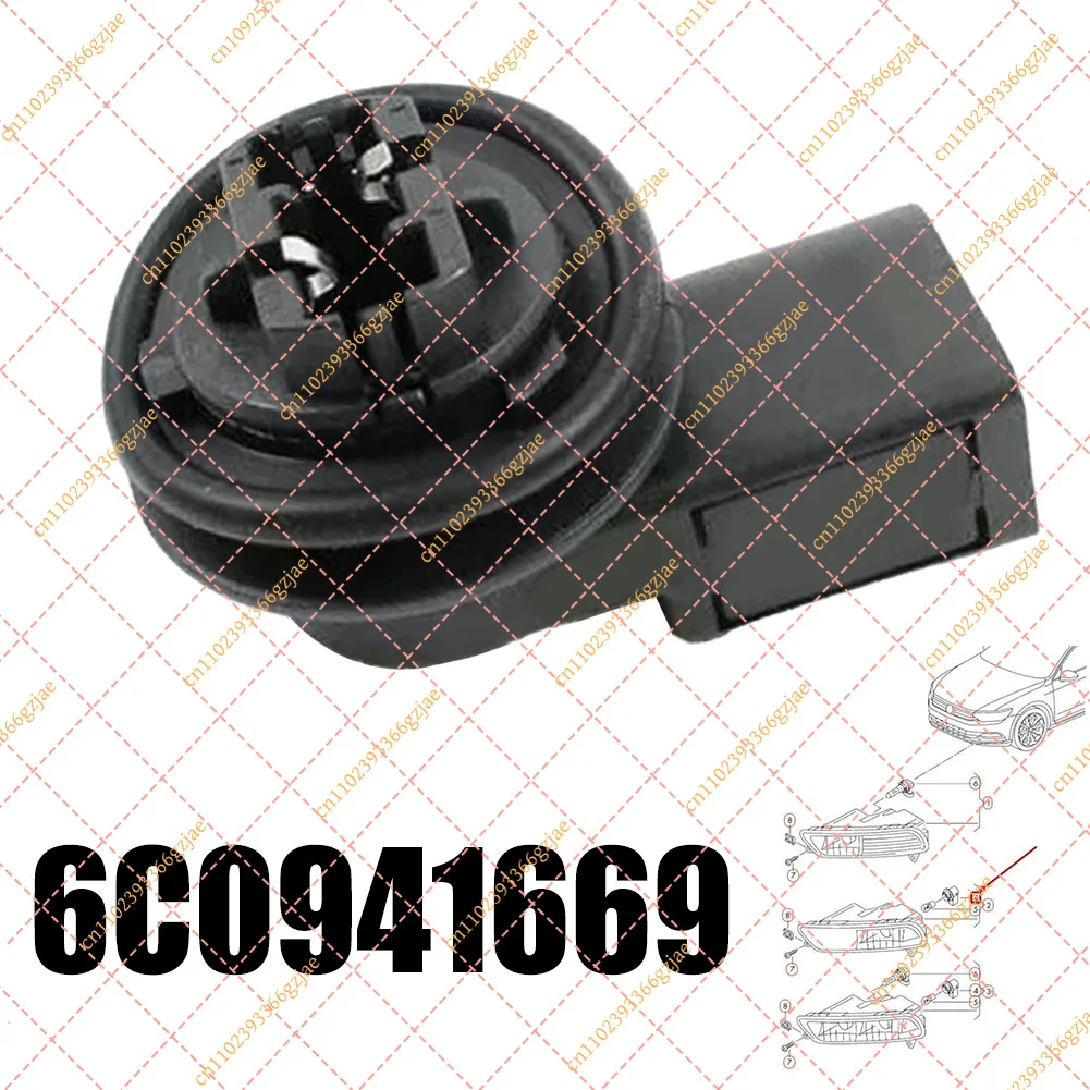 1Pc Front Daytime Running Light Bulb Base Socket Holder 6C0941669 for VW Passat B8 2015+ Polo 2015-2018, Replacement Part