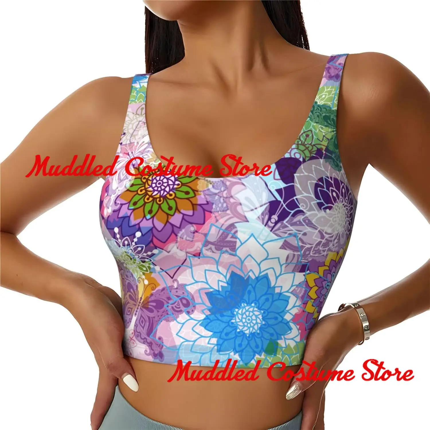 

Hawaiian Tropical Womens Sports Bra Crop Top Padding High Impact Sports Vest Tank Top for Yoga Gym Running Fitness