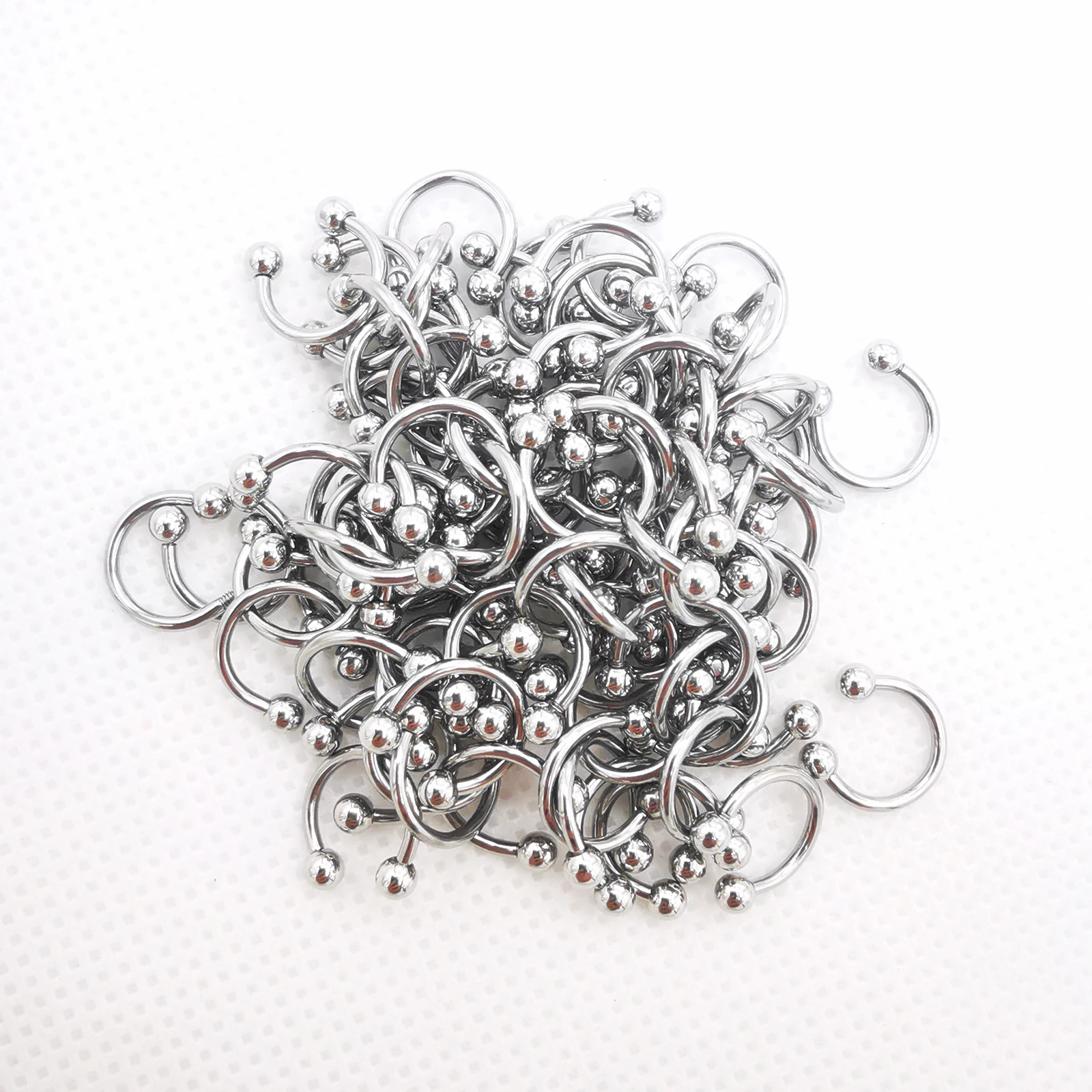 100pcs/lot Straight  Curved Cirvular Captive Bead Ring Labret Barbell Nose Eyebrow Lip Ear Studs Stainless Steel Body Jewelry