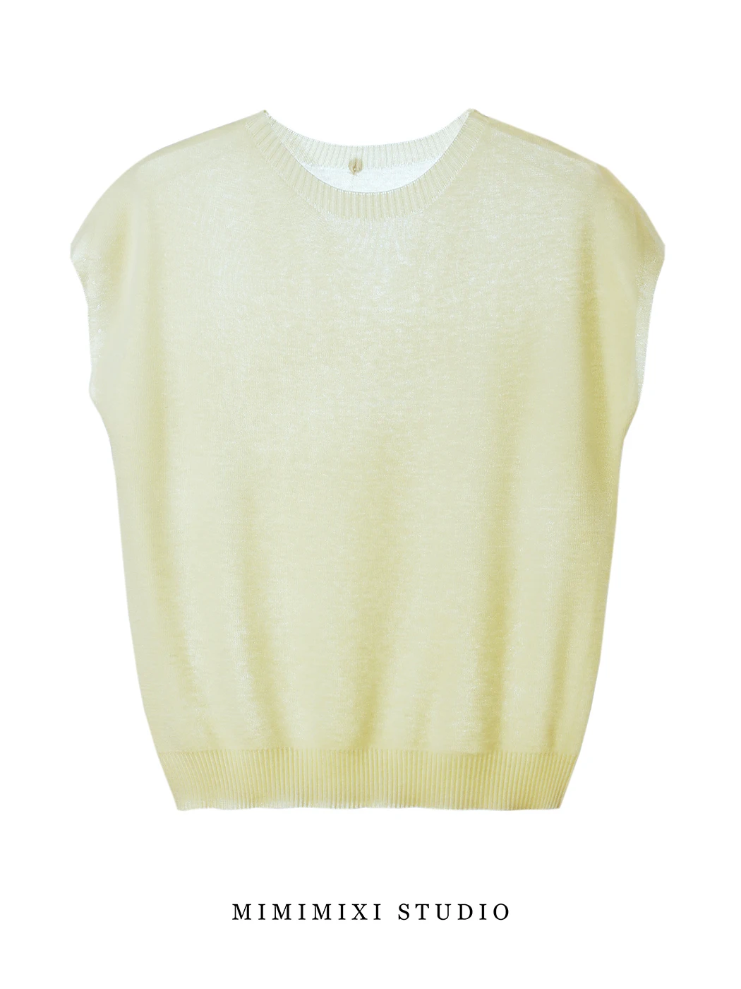 

MIMI Women's Mint een Wool Blend Knitwear Svel round Ne Thin Summer Simple Elegance Top Korean Sle Loose Fit