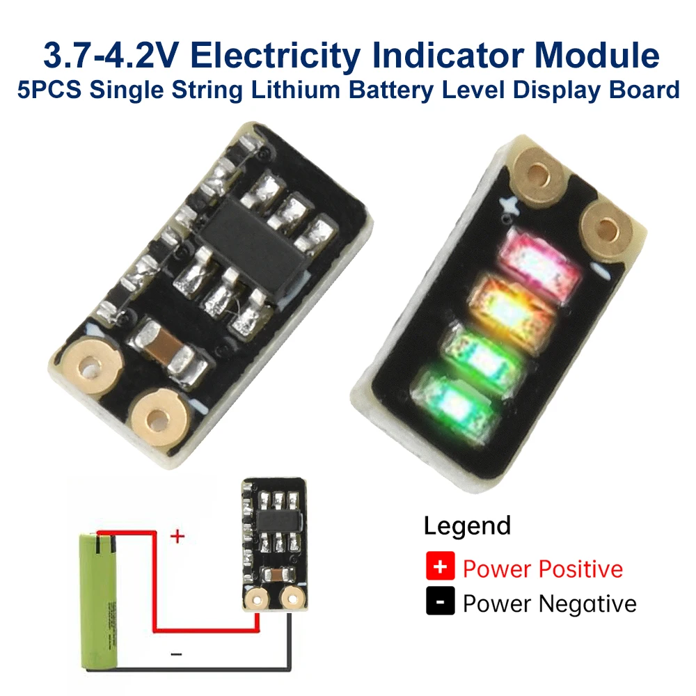 5PCS Single String Lithium Battery Level Display Board 3.7-4.2V Metering Module Electricity Indicator 4-channel  Mini LED Board