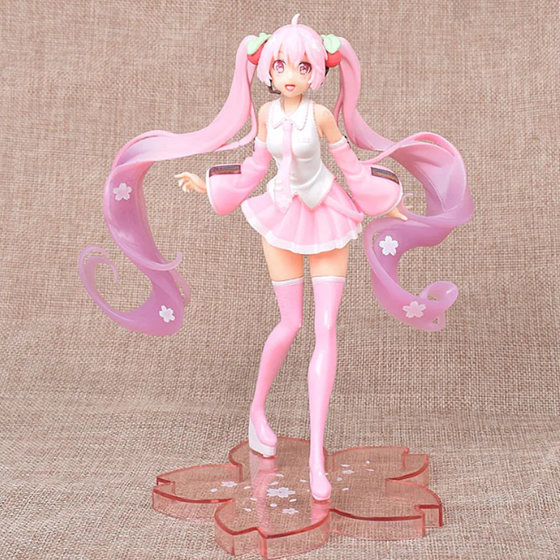 18cm hatsune miku flor de cerejeira dança linda menina anime modelo artesanal figuras de ação desktop caso decoração ornamento presente