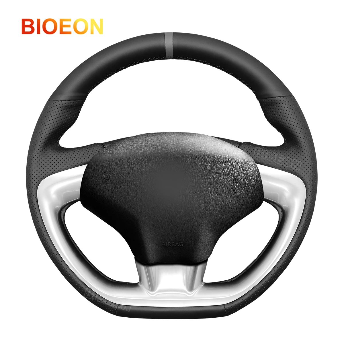 Bioeon Black Artificial PU Leather Car Steering Wheel Cover for Citroen DS 3 DS3 2010-2019 / DS3 Cabrio 2015-2018