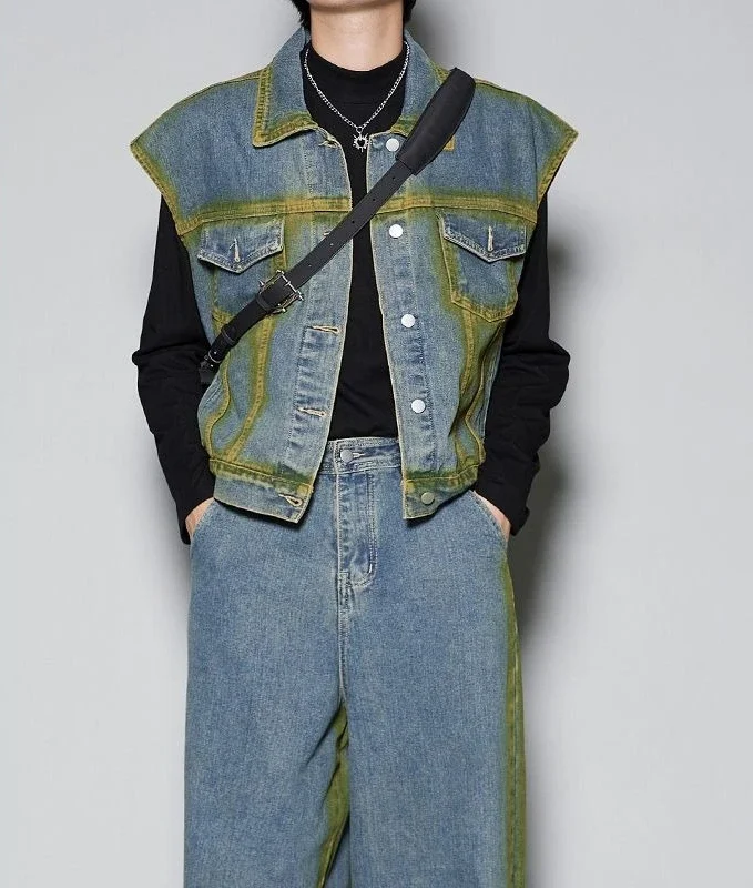 

Graphic Men's Pants Set Denim Jacket Print Trendy Two Piece Two-piece Regular Fit Novelty in Tee Chic Male T Shirt Trousers Sets