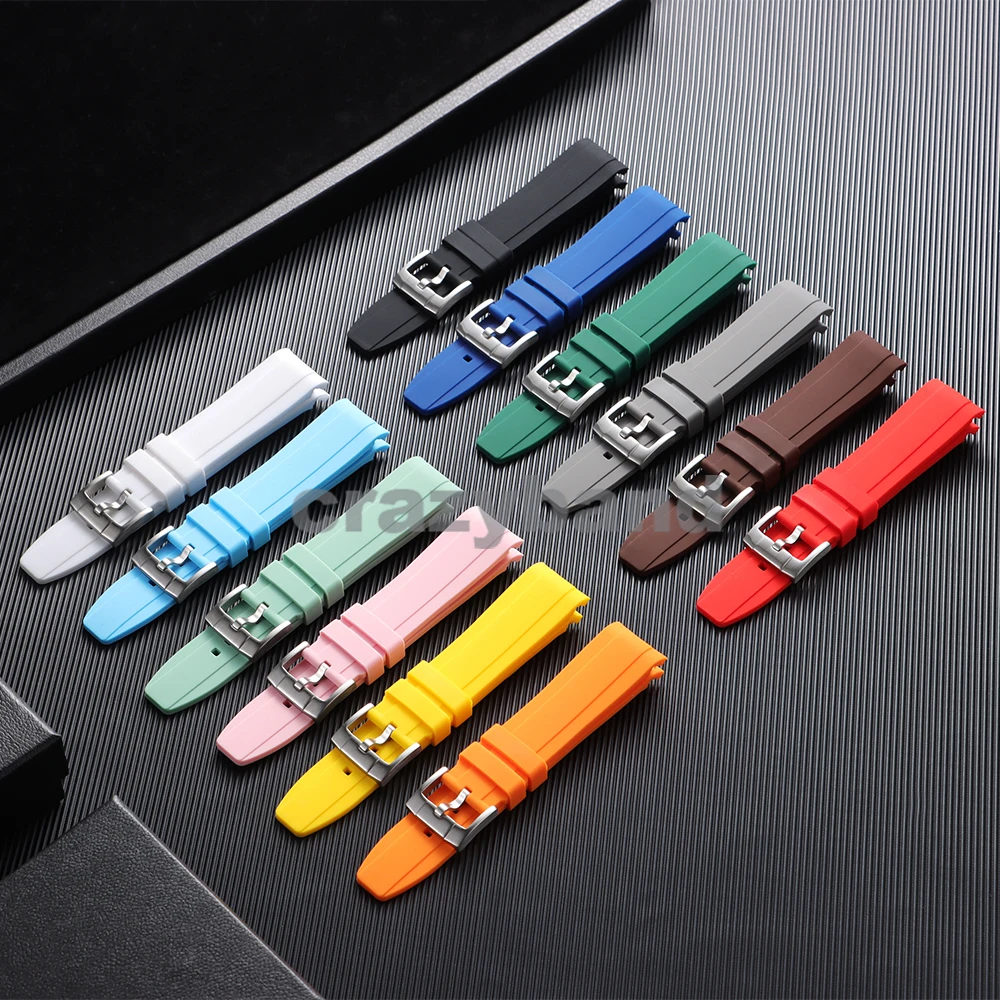 لينة حزام ساعة مطاطي نهاية منحنية 20 مللي متر 22 مللي متر ل Seiko ل رولكس الأخضر المياه شبح سيليكون الرجال الرياضة الفرقة لسوار أوميغا #4