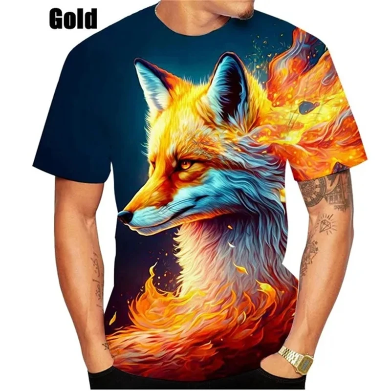 New Fashion Men Women Summer Fox 3D Printed Short Sleeves T Shirts Casual Fashion Round Neck Sport Tops Leisure Female Tees Top