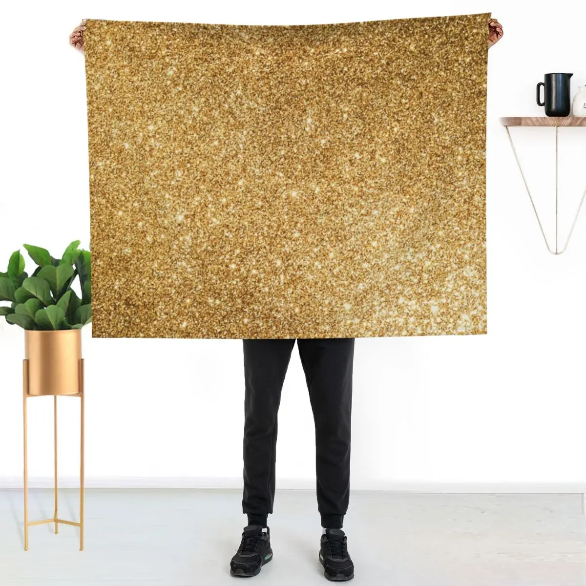 

Gold Throw Blanket Wrinkle Resistant Lightweight Blanket