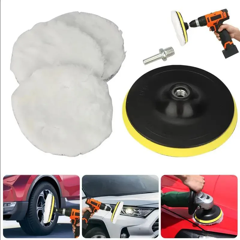 5pcs Premium Car Wax Polishing Pads Wool Car Polishing Waxing 3/4/5/6/7inch Buffing Wheel Pads Auto Paint Care Polishing Pad