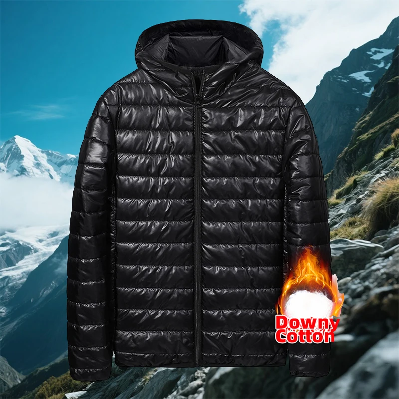 

New Autumn Hooded Down Cotton Jacket Men's Winter Casual Warm Jackets Streetwear Men Clothing Parkas Large Size Puffer Jacket