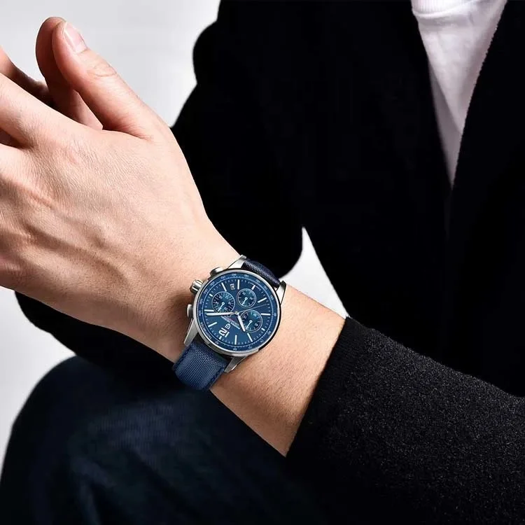 باجاني ديزاين YS008 الياقوت الزجاج الفولاذ المقاوم للصدأ كرونوغراف ساعات الكوارتز الرجال المعصم ساعة اليد للماء #6