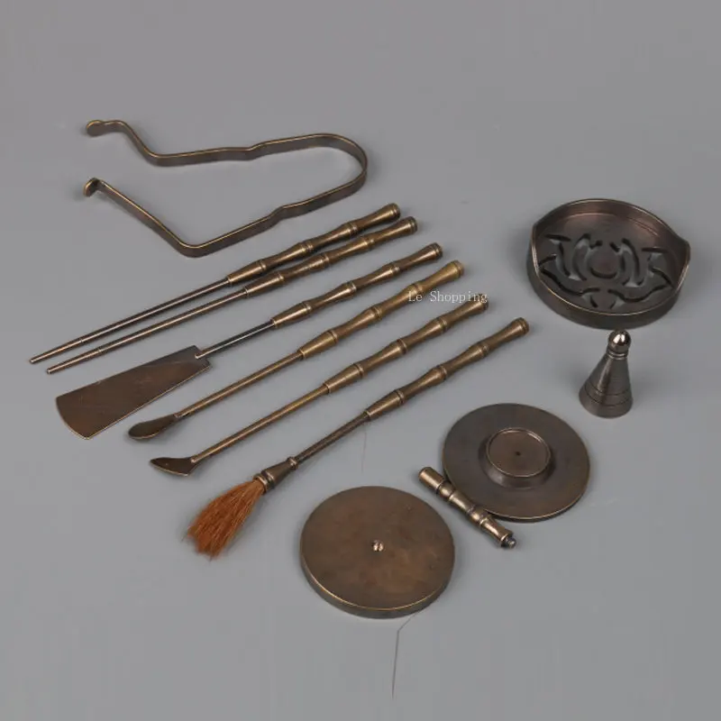 

Vintage Incense Pure Copper Tool Set DIY Incense Starter Hit Seal Air Smoke Supplies Accessories Incense Scoop Dust Sweep