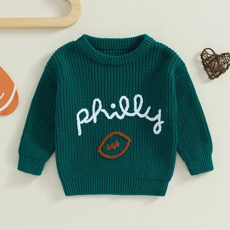 Newborn Baby Boys Sweater Autumn Winter Rugby Embroidery Warm Knitted Long Sleeves Pullovers Toddlers Fashion Knitwears Jumpers