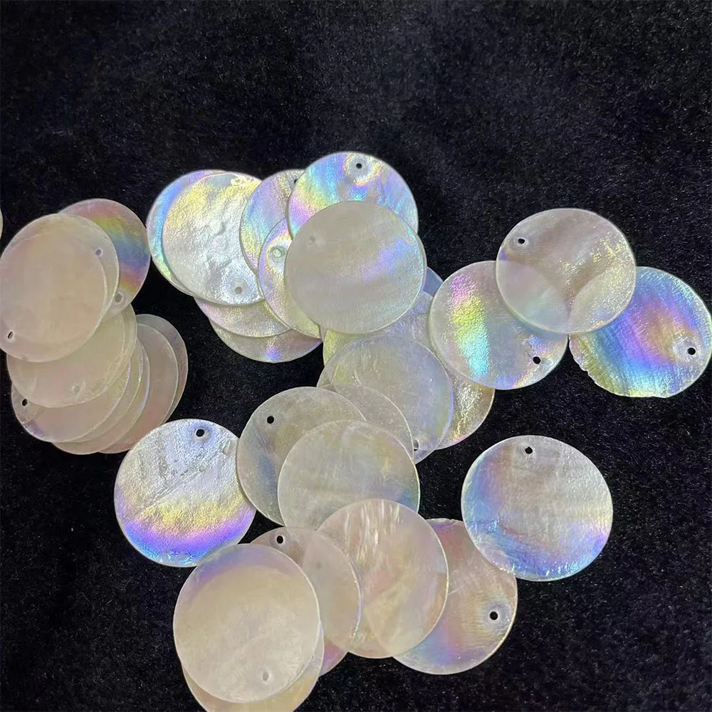 10Pcs Colorful Round Sea Shell Disc Mirror Handcrafted For DIY Home Waterfall Curtain Outdoor Windchime Patio Garden Decoration