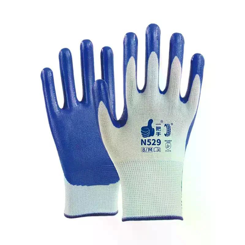 

2 Pairs Waterproof Coated Rubber Nitrile Gloves Home Improvement Durable Labor Protective Construction Gloves Tools