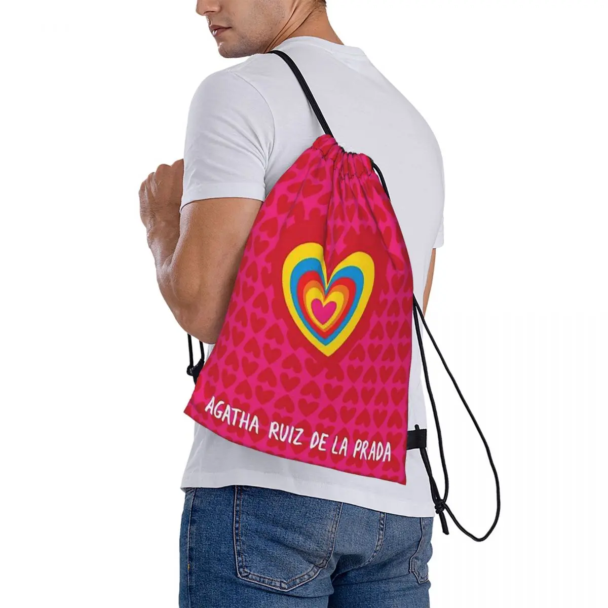 Mochilas con estampado de Agatha Ruiz-De La-Prada, bolsas portátiles con cordón, bolsas deportivas, bolsas para libros, para viajes, escuela