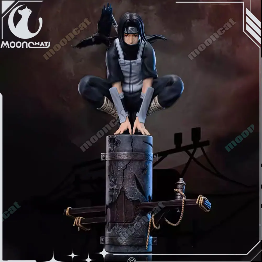 23cm Anime Naruto Anbu Uchiha Itachi Tsukuyomi Sharingan Squatting In Stock Figure Pvc Model Decoration Collection Kid Toy Gift