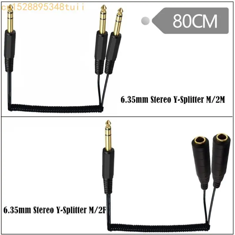 Y4QF 2x6.35 mm 1/4 "à 6,35 mm Microphones masculins Microphones Sound Converters Adapters Cable