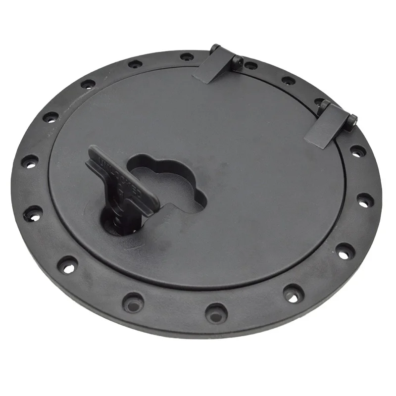 Boat Black ABS 8 Inch Round Hatch Cover Deck Plate Hatch Cover with Red Waterproof Bag for Kayak Boat Fishing Rigging