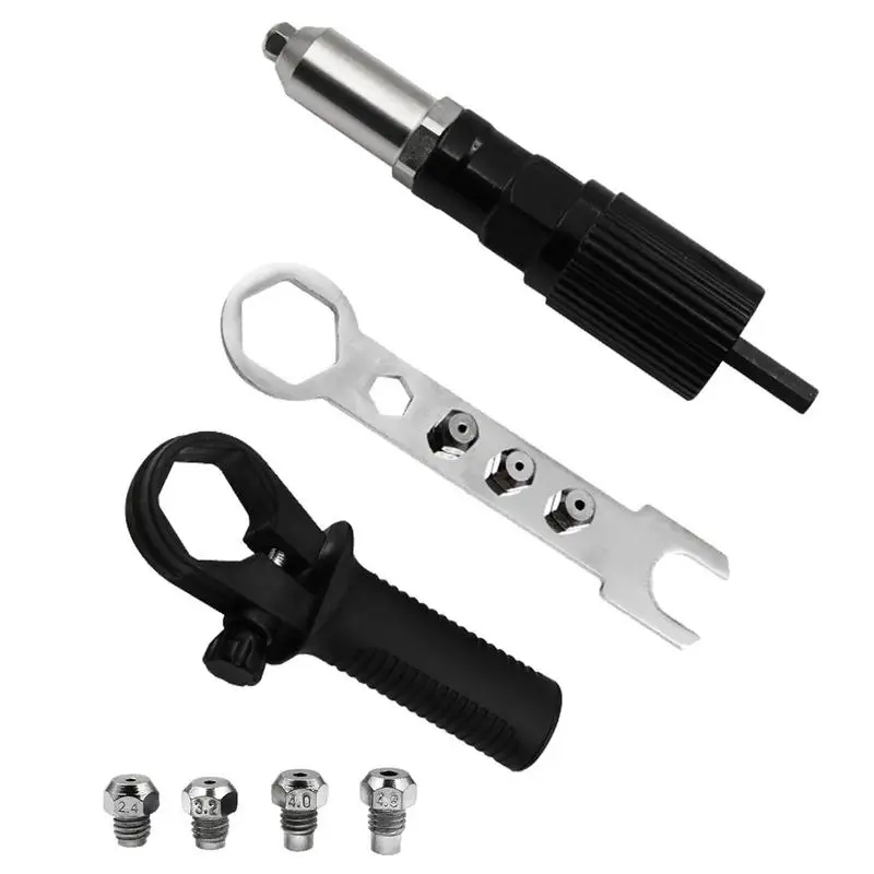 Electric RivetingGun Adapter 2.4/3.2/4.0/4.8 mm Rivet NutGun Drill Bit Nozzle Cordless Conversion Connector Power Tools