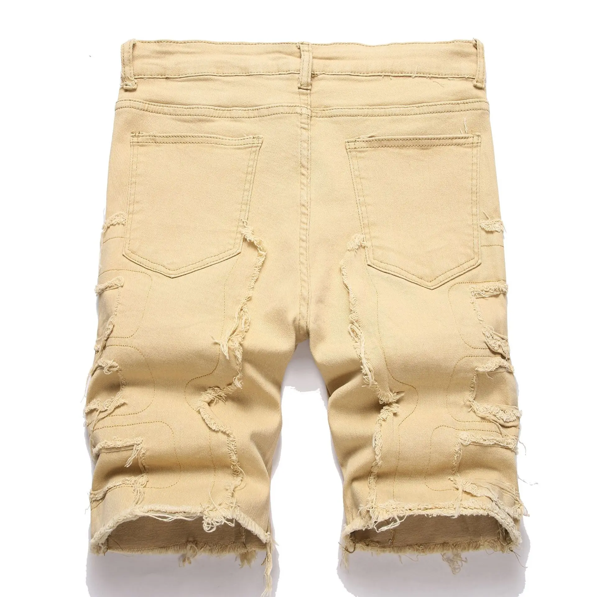 New summer men's casual denim pants with torn holes trendy shorts with scraped and tattered beggar  ripped shorts  pants