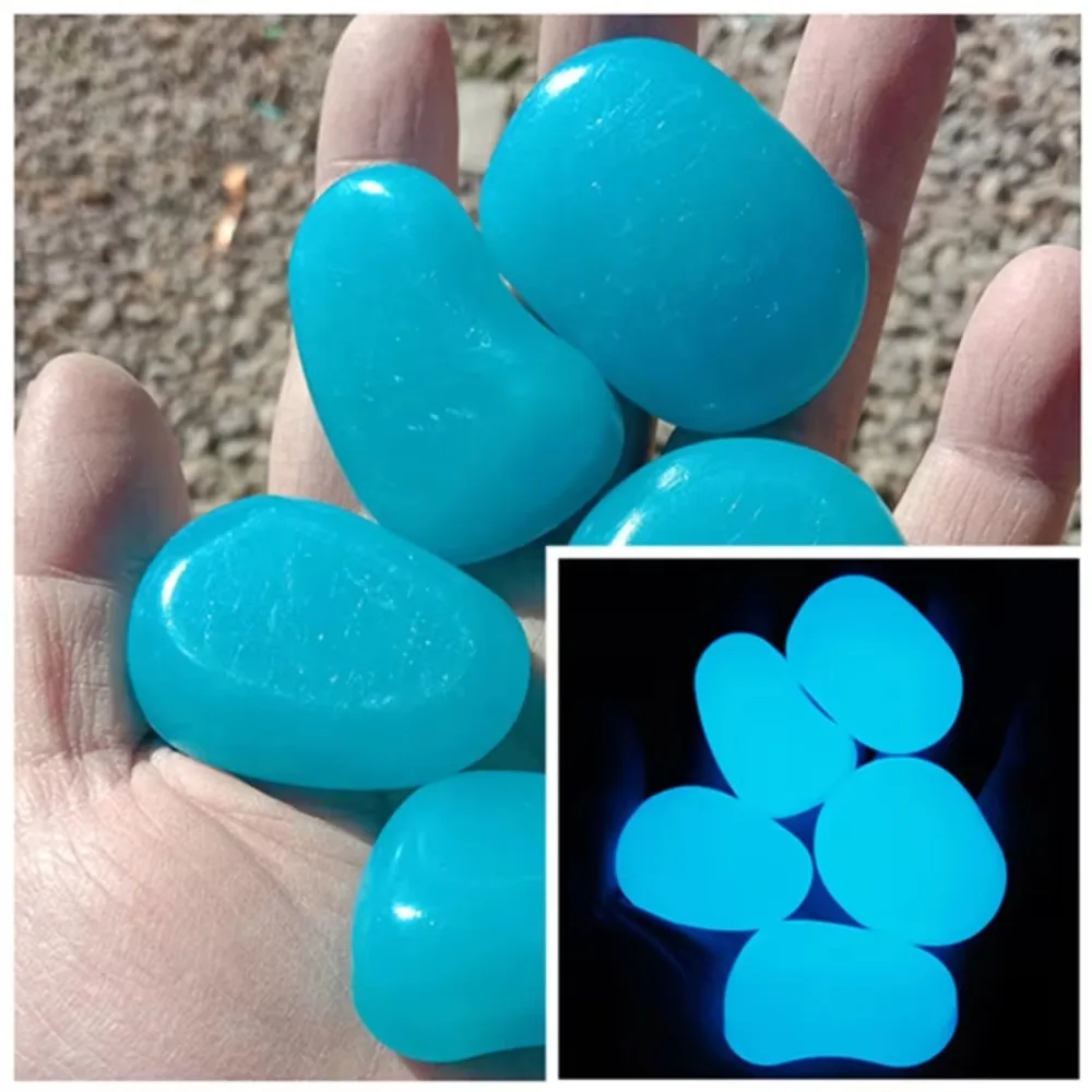 AliExpress NONE 10pcs Luminous Pebbles Big 4.5cm Stone Ornaments Garden Decoration Gravel Courtyard, Fish tank Glow in Dark Pebbles