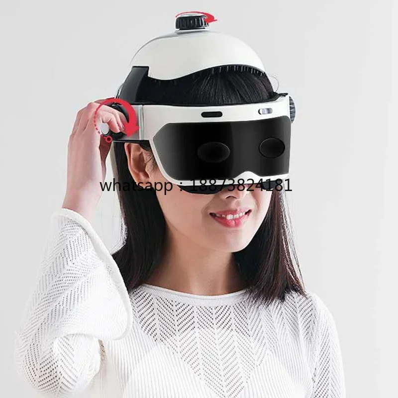 Hot Seller Leading Automatic Air Pressure Head Massage Helmet Dual Vibrating Electric Head Massager with Remote Control fast shi