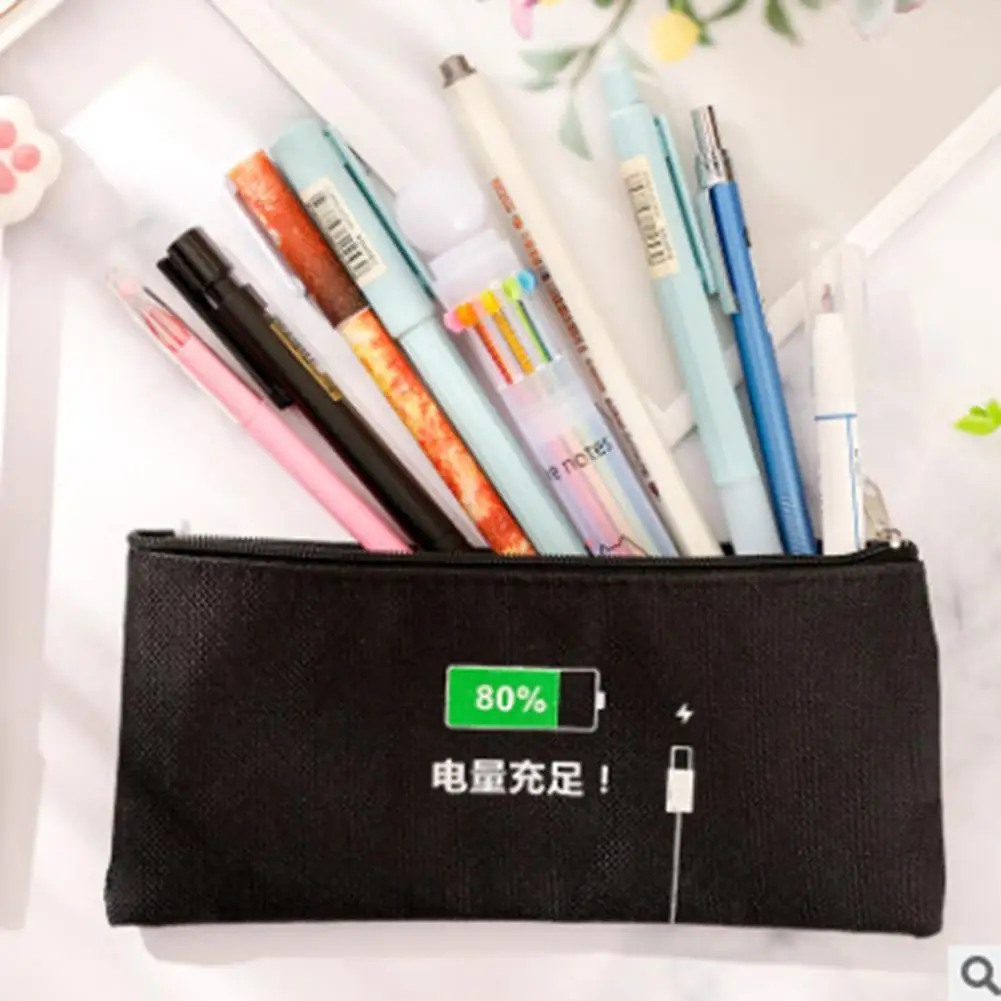 NEW Creative Battery Pattern Pencil Case Large Capacity Stationery Box Zipper Storage Bag School Supplies