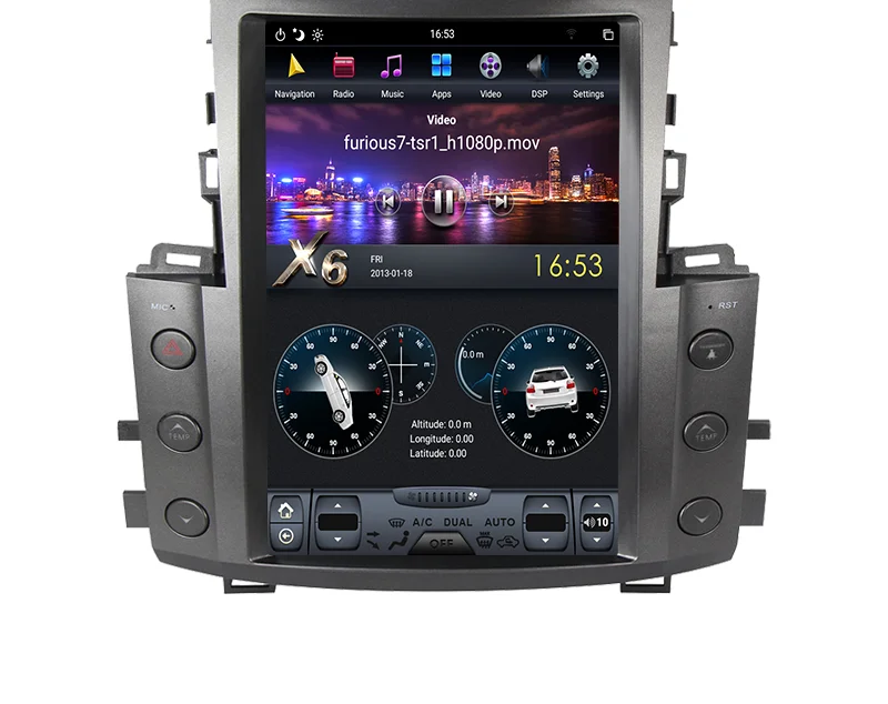 Vertical Screen Gps Navigation Dashboard Android 13.6 Inch Px6 4+32G Car Radio Stereo