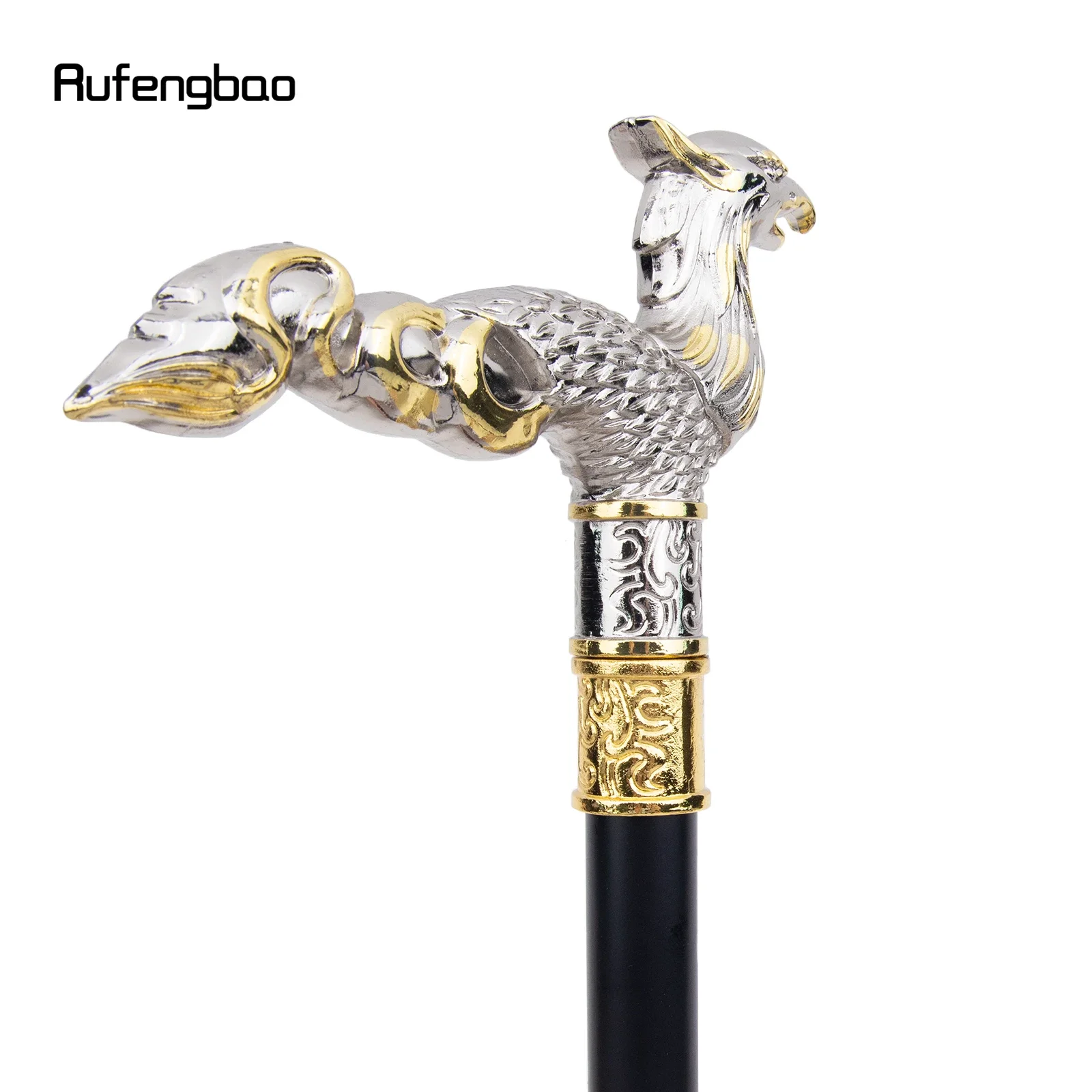 Golden White Phoenix Long Tail Walking Cane Fashion Walking Stick Gentleman Luxury Crosier Knob Walking Stick 94cm