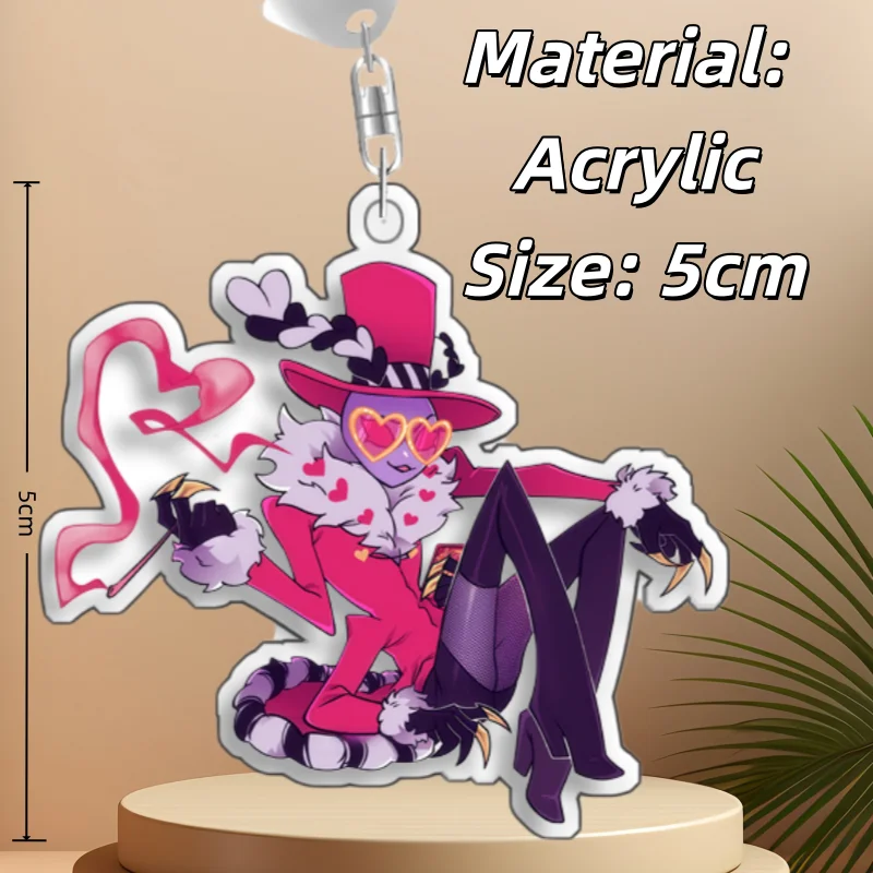 Keychain for Hazbin Hotel Valentino Angel Dust Vox Valentino Velvet Acrylic Backpack Pendant Decoration Collection Fans Gift