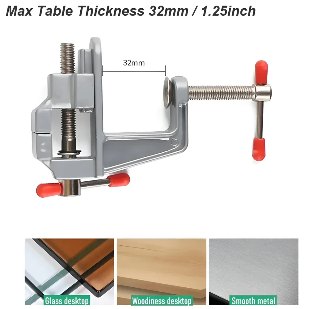 360 °   Mini torno de bancada rotativo portátil, alumínio, miniatura, pequenas joalheiros, hobby, braçadeira de mesa, trava giratória, ferramenta de reparo diy