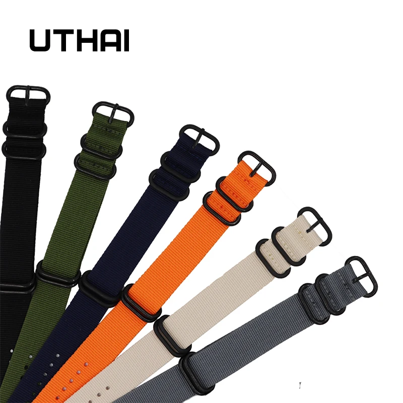 Correa de nailon de 18mm, 20mm, 22m y 24mm, correa de lona de una pieza, correa larga, hebilla de anillo negra, accesorios universales para correa de reloj inteligente