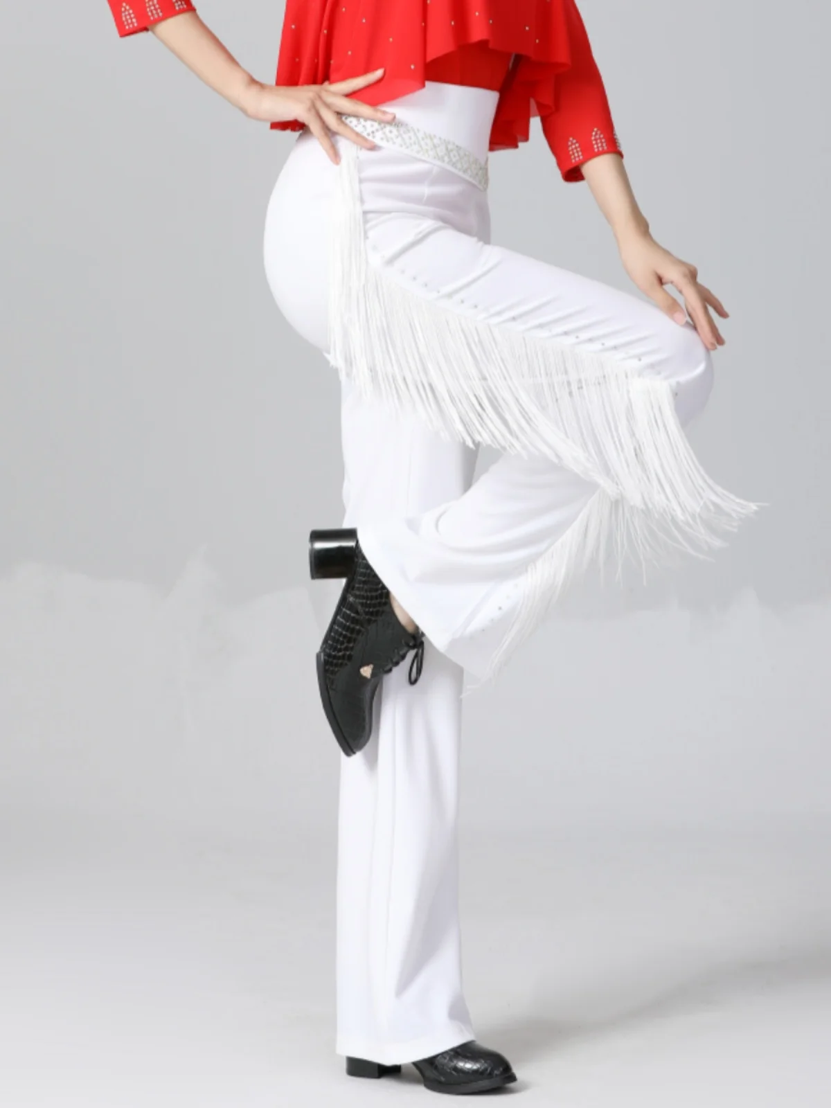 

Women's Long Tassel Pants Dance Pants Stage ow Model Pants Social Dance Pants Spring Summer Autumn Dancing Pants High Waist...