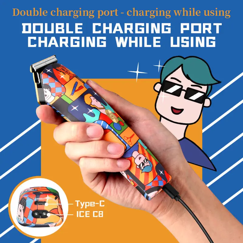 Kemei 5017H المحمولة السفر مشابك شعر كهربائية للرجال نوع c قابلة للشحن الكتابة على الجدران آلة قطع الشعر قادين الشعر المنزل