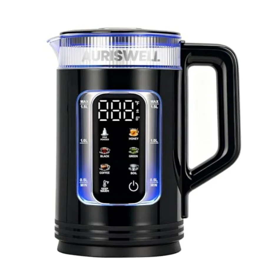 Electric Tea Kettle with Temperature Control Glass Smart Water Boiler for Tea Coffee Boil Automatic Shut Off 12h Keep Warm One-