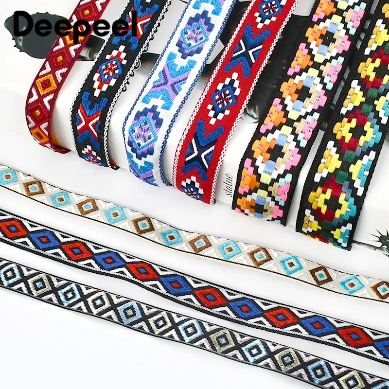 10/20Meters 13/20/25mm Ethnic Jacquard Ribbon Braided Lace Trim Webbing DIY Sewing Apparel Shoes Handbags Decorative Accessories