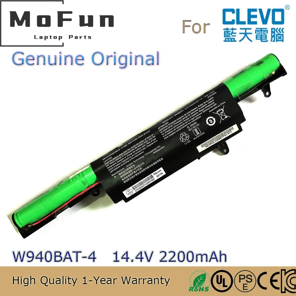 

Совершенно новый оригинальный аккумулятор для ноутбука W940BAT-4 14,4 В 2200 мАч для Clevo Premium TV Xs3210 W94LS W940S W940TU 6-87-W94LS-4UF-1P и т. д.