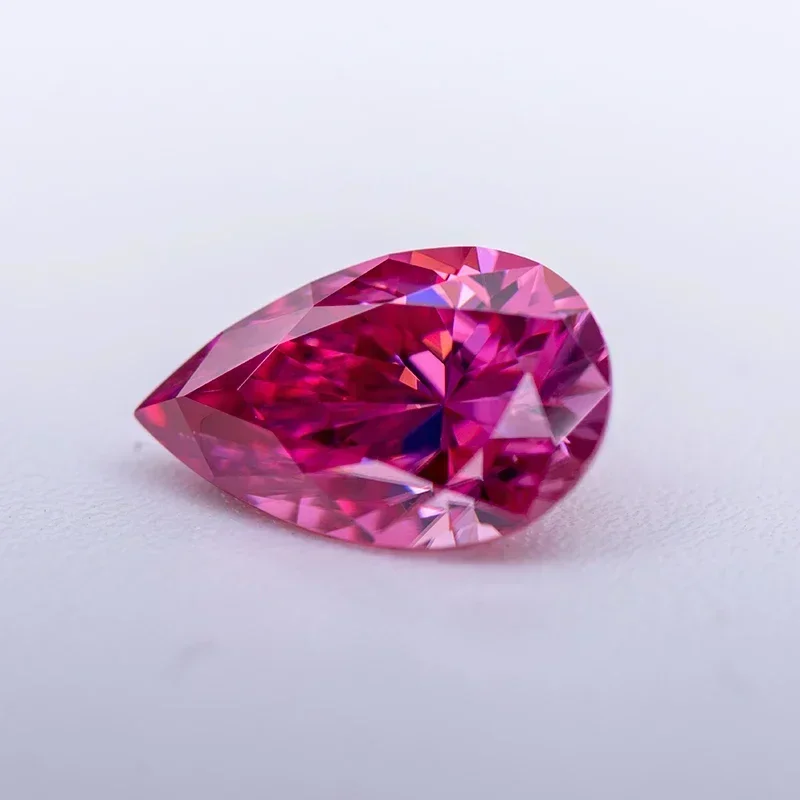 

Муассанит розового цвета грушевидной огранки, выращенный в лаборатории бриллиант для изготовления усовершенствованных ювелирных изделий своими руками, материал с сертификатом