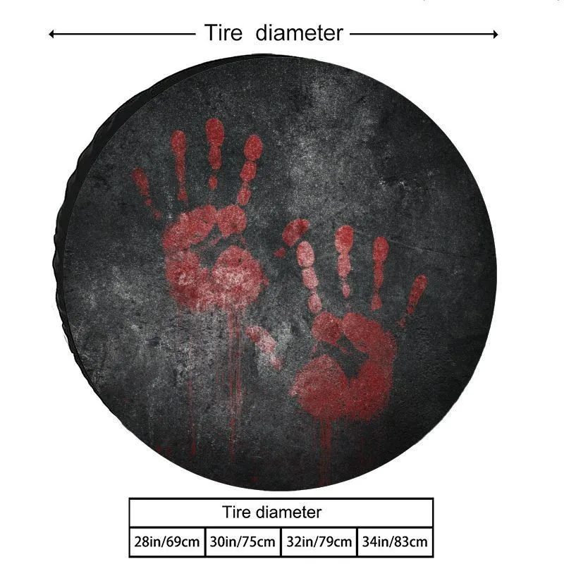 

Horror Bloody Handprint Spare Tire Cover Polyester Fiber Waterproof Sun Protection for SUV