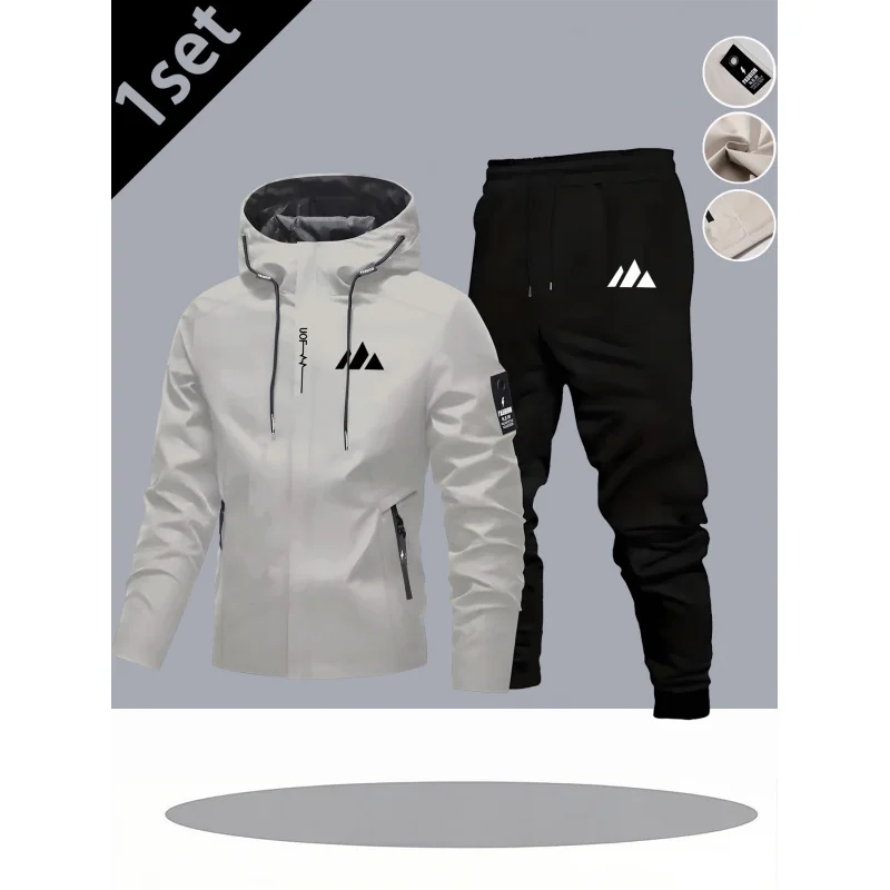 

New autumn and winter men's office wear Leisure All-Matching Outdoor sports suit Jacket+Trousers