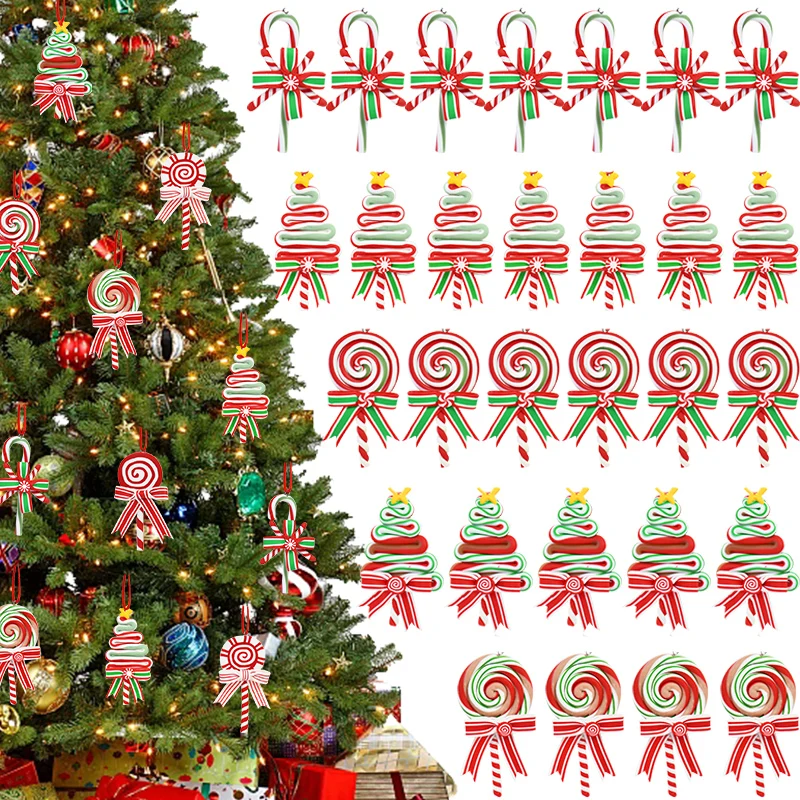 

Christmas Candy Ornaments Lollipop Christmas Tree Hanging Pendants Fake Candy Canes Crafts Christmas Decoration New Year Navidad