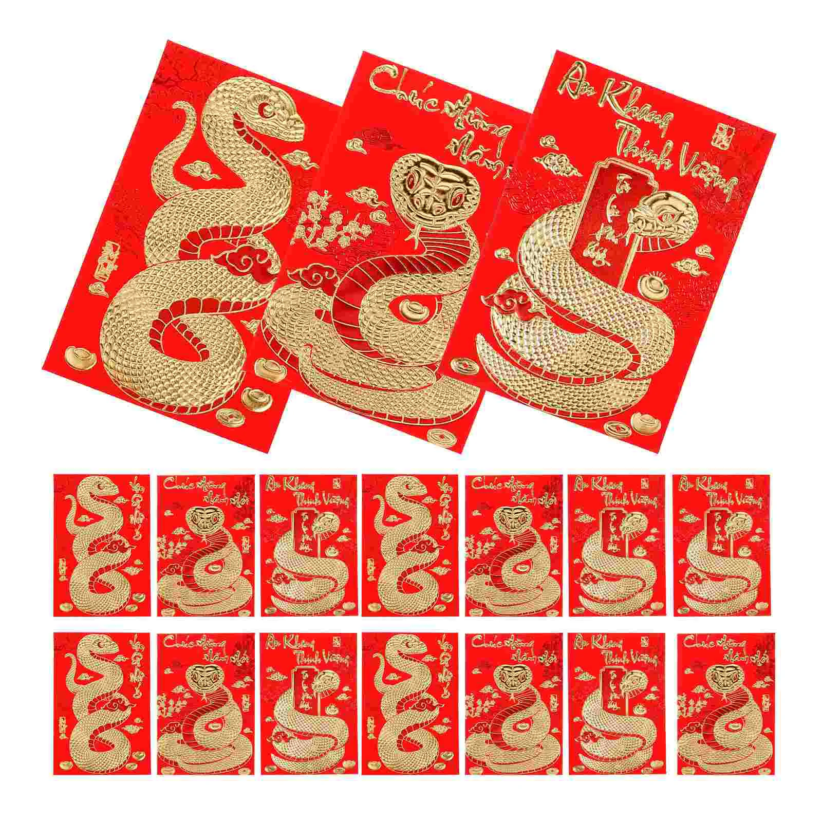 

18 Pcs Year of The Snake Spring Festival Red Envelope Zodiac Hong Bao Gift New Emvelopes Vietnamese Money Pouch Short