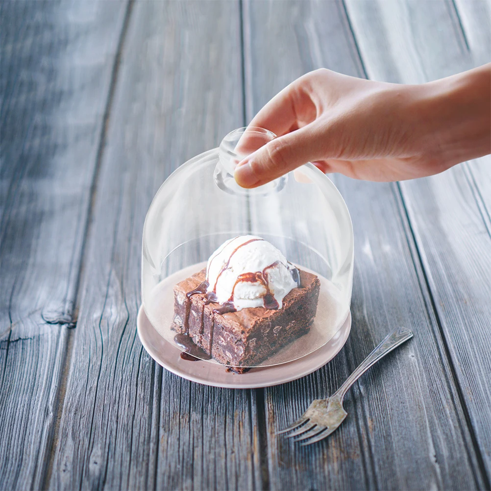 

2Pcs Transparent Glass Cake Dome Cover Food Display Protective Cover for Dessert Snack Glass Dome for Cake