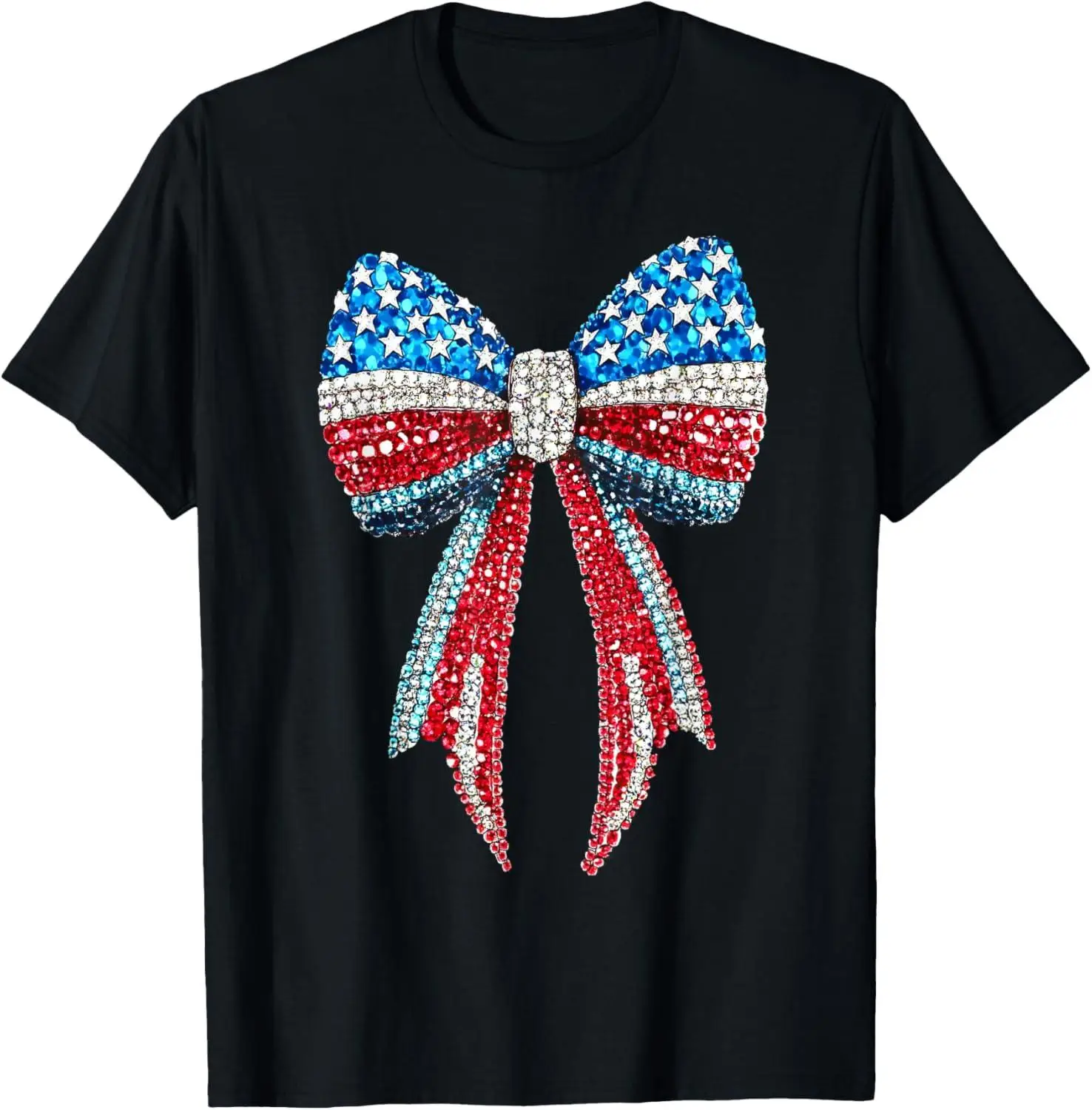 Women's American Flag Bow Shirt Coquette Bow 4th Of July Independence Day Girly Shirt Tshirt Retro Cute Patriotic American Flag Shirts For Women for Everyday Wear and Parties Pure Cotton Loose and comfortable fit, suitable for all seasons.