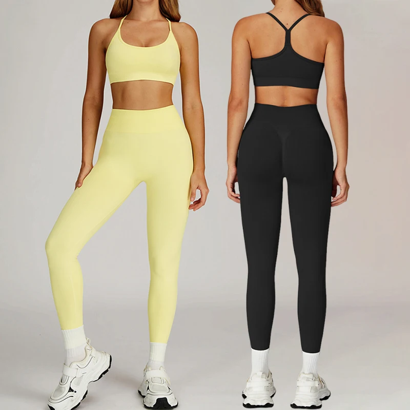 TRY TO BN Conjunto de Yoga sin costuras para mujer, Sujetador deportivo, chándal, Fitness, Legging de cintura alta, entrenamiento, ropa deportiva para correr, ropa de gimnasio