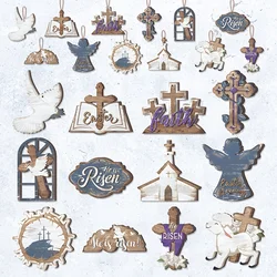 24 Pieces Easter Day Hanging Ornament He is Risen Signs Easter Christ Jesus Hanging Ornaments Religious Gifts Hanging Jesus