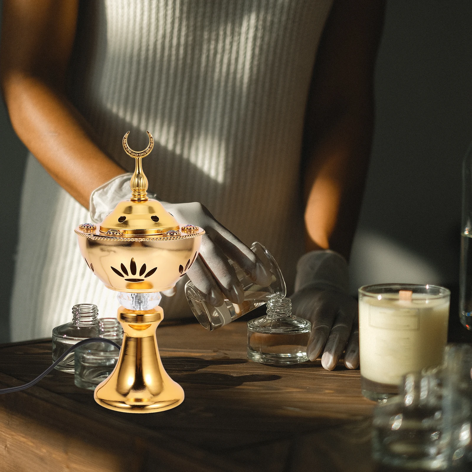 

Incense Burner Home Decor Aroma Iron Electric Censer Holder Purify Stress Living Room Bedroom Kitchen Yoga