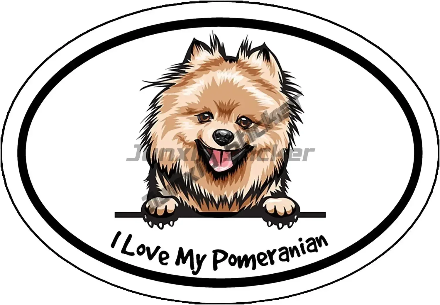 I Love My Pomeranian Dog Oval Sticker Shiba-Inu Burger Self-adhesive Decal for Cars Pickup Car Body Refrigerator Car Accessories