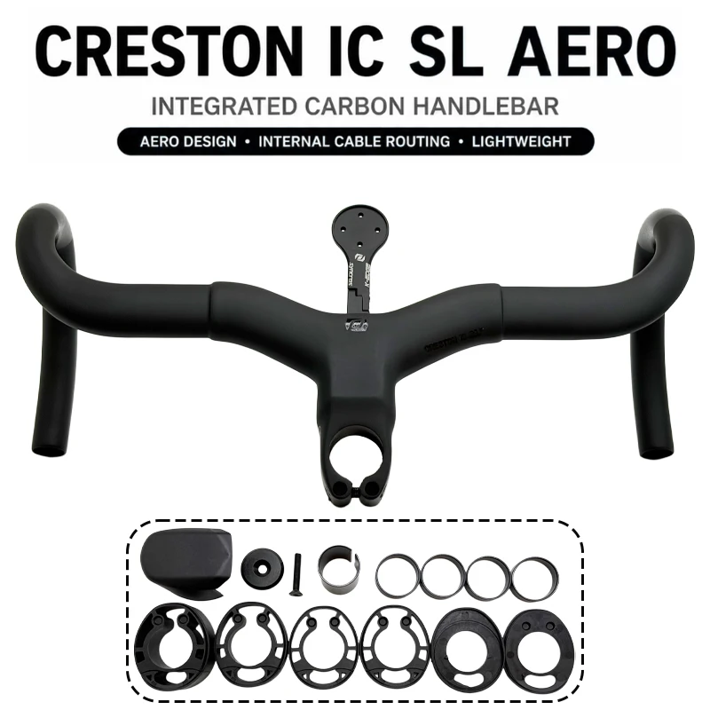 Carbon Fiber Integrated Drop Bar OD2 Handlebar 31.8/28.6mm Internal Routing Gravel Road Bike Handlebar 380‑440mm Bicycle Parts