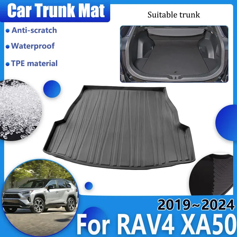 For Toyota RAV4 XA50 2019~2023 2024 Car TPE Trunk Floor Mats Cargo Pad Carpet Scratch Resistant Interior Anti-slip Accessories